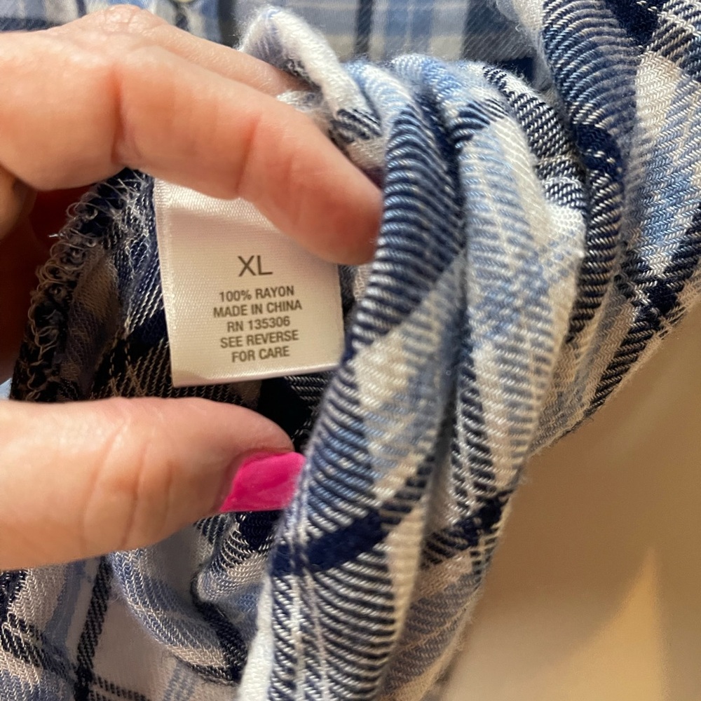 Vintage Dressbarn Blue and White Plaid Sleeveless Button Down Shirt Size XL - Picture 3 of 5